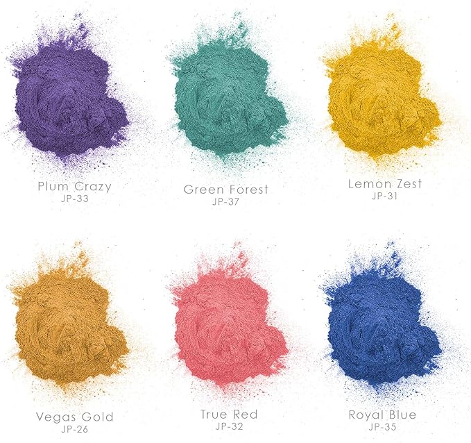 U.S. Art Supply Jewelescent Mica Pearl Pigment Powder Kit, 6 Basic Colors, 3.5 oz (100g) Pouches - Cosmetic Grade, Epoxy Resin Color Pigment, Mica Powder for Resin, Soap, Slime, Candle Dye, Art