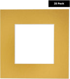 11x14 Mat for 8.5x11 Photo - Precut Metallic Gold Picture Matboard for Frames 11 x 14 Inches - Bevel Cut to Display Art 8.5 x 11 Inches - Acid Free Pack of 25 MATS with Backing Boards & Clear Bags
