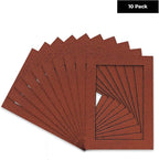 Pack of TEN 8x10 Mats Bevel Cut for 5x8 Photos - Acid Free Football Texture Precut Matboards For Pictures, Photos, Framing - 4-ply Thickness