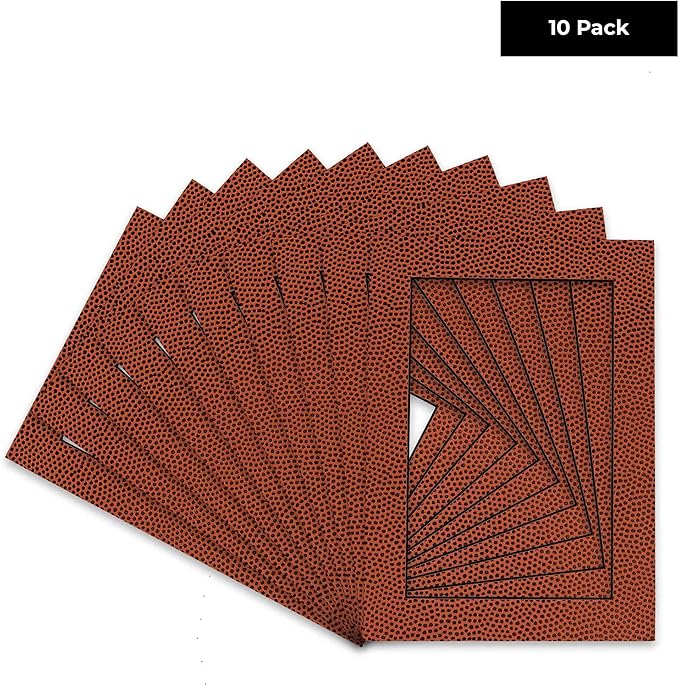 Pack of TEN 8x10 Mats Bevel Cut for 5x8 Photos - Acid Free Football Texture Precut Matboards For Pictures, Photos, Framing - 4-ply Thickness