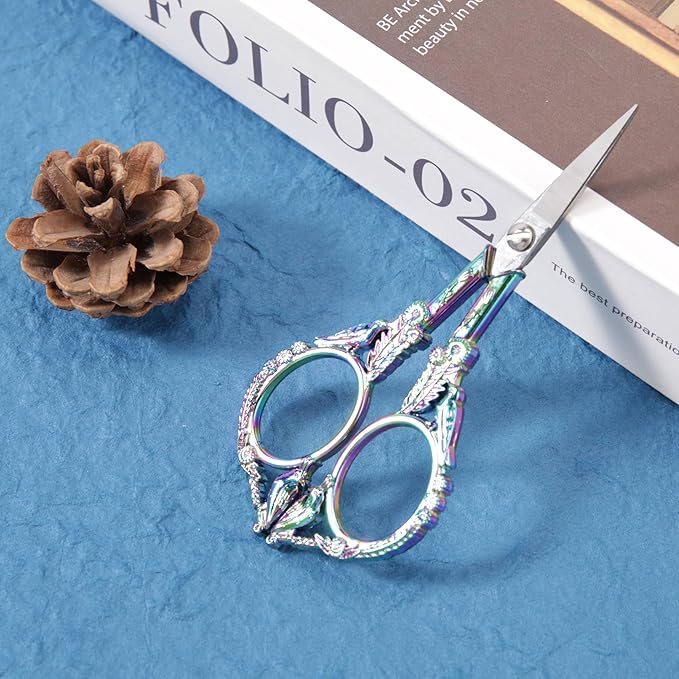 Small Embroidery Scissors with Cover -Cute and Comfortable handles with Sturdy and Sharp Tips for Precise Cutting, Perfect Size for Keeping in Your Sewing and Craft Supplies Kit