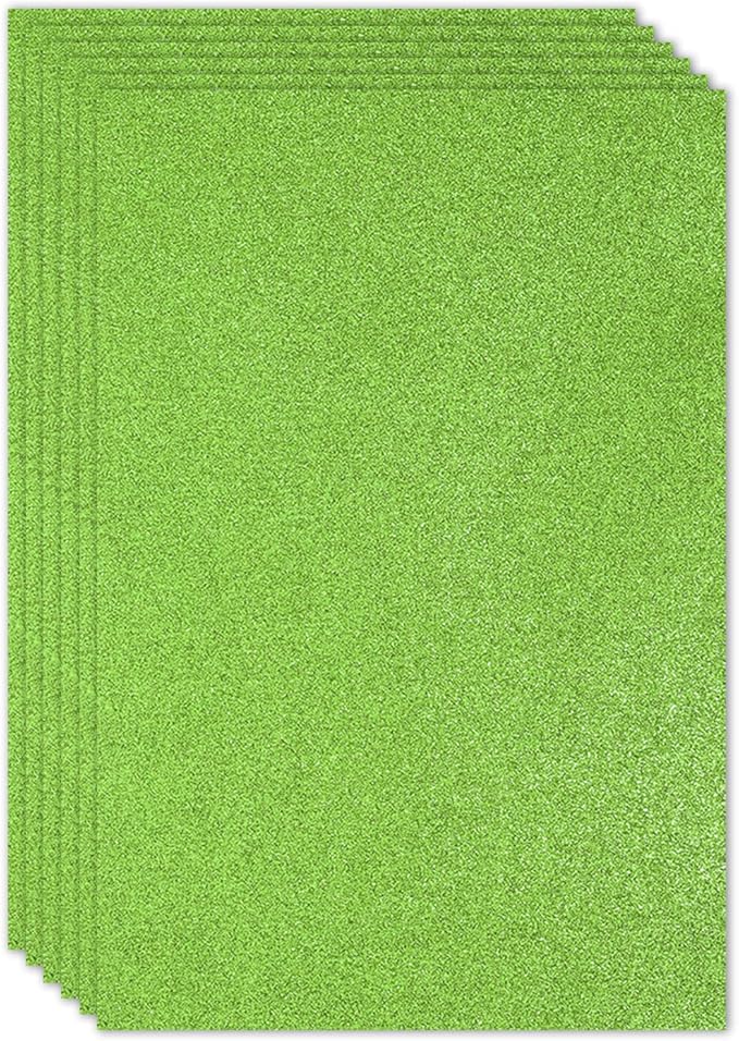 PATIKIL 2mm(1/10") Thick Non Adhesive Glitter Foam Sheet 16x24inch(40x60cm) Light Green, EVA Shiny Foam Board for Craft, 6 Pcs