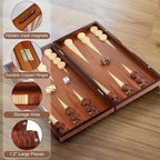 Wooden Folding Backgammon Set - Large 15.75" (40cm), Handcrafted Exquisite Design, Perfect for Adults & Kids, Ideal for Backgammon Enthusiasts