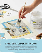 The Crafter's Workshop Matte Gel Medium for Acrylic Paint - Dimensional Clear Texture Paste for Stenciling & Mixed Media Art - Boutique Quality, 8 oz Jar