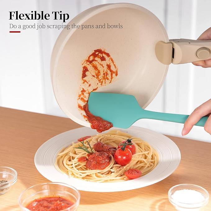 Heat Resistant Silicone Spatula Set of 3, Luxiwise 600ºF High Temp Baking Scraper Cooking Utensils Non-Stick BPA-Free for Seamless Mixing, Folding, Scraping with Rubber Kitchen Essentials (Aqua Sky)