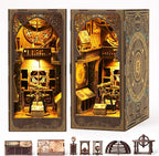 Book Nook Kit for Adult - THRIVINGIVAN DIY Miniature Model Build Dollhouse Kit 3D Wooden Puzzle with Sensor Led Light for Bookshelf Bookend Insert Decor Adults Teen Crafts