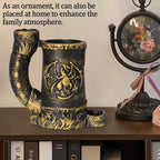 Mug Dice Tower - Dice Rolling Tower,(7PCS D20 Dice Set Included) for DND Gift and Dungeons and Dragon, Tabletop Games, Drink Holder, Tavern Style Board Game Roller (Gold)