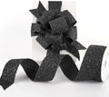 HUIHUANG Glitter Black Wired Ribbon for Christmas Tree 2.5 inch Black Diamond Mesh Wire Ribbon for Tree Decoration, Wreaths, Garland, Gift Wrapping, Bows Making, Halloween Decor -10 Yards