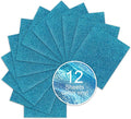 Aqua Blue Glitter HTV Sparkly Heat Transfer Vinyl – 12 Pcs 12x10Inch Iron-On Vinyl Sheets for T‑Shirts & DIY Craft Gifts, Easy to Cut & Weed, No‑Flake & Washable, Work with All Cutter Machines