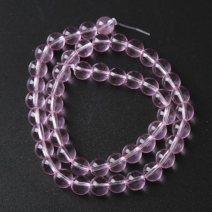10mm 38pcs Smooth Rose Pink Glass Beads Quartz Crystal Round Loose Beads for Jewelry Making DIY Bracelet Necklace