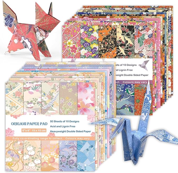 Origami Paper Kit 100 Sheets 6 Inch Square Double Sided Color 20 Vivid Colors for Hand Crafts Origami Paper Arts Creativity.Japanese Style