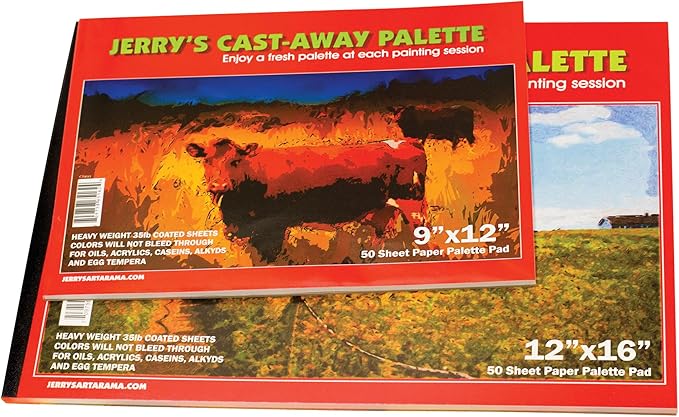 Jerry's Artarama Castaway Disposable Paper Palette Pad,12 x 16, Perfect for Painting, Students, Watercolor Paper, Heavy Coated Sheets for Acrylic and Oil Paint, (50 Sheets)