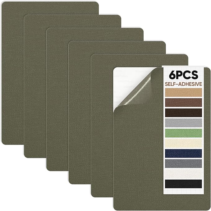 Canvas Repair Patch 5.5 x 8 Inches 6Pcs Self-Adhesive Waterproof Canvas Patch Kit for Repairing Tents,Sofas,Boat Covers,Camping Chair,Awnings,Car Seats.（Army Green）