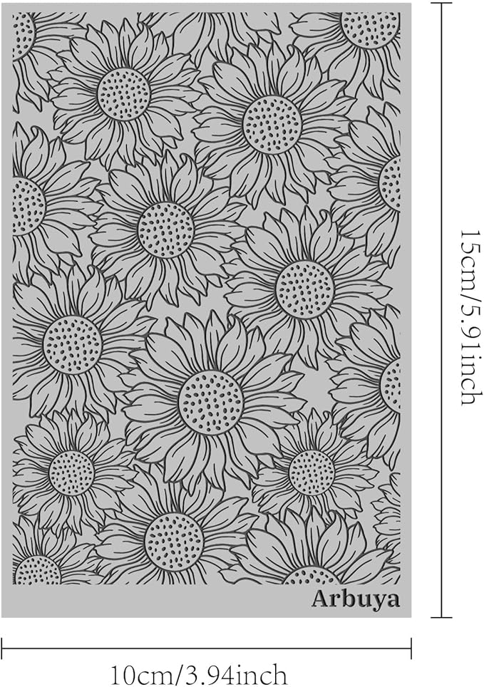 Arbuya Polymer Clay Sunflower Texture Sheets for Earring Jewelry Making, Clay Floral Texture Mat for Polymer Clay Projects Polymer Clay Stamps Earrings Tools
