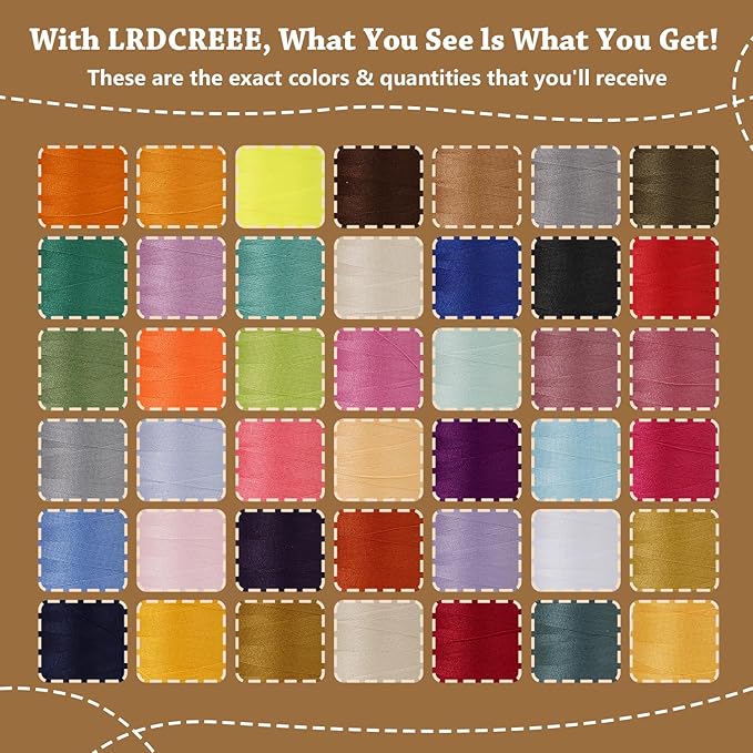 42 Colors Sewing Thread Kit All Purpose Polyester Thread Assorted Colors for Sewing Machine and Hand Stitching Use - 800 Yards per Spool