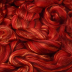 Merino Silk Luxe Tonal Designer Blend. Superfine Merino, Mulberry Silk, Tussah Silk. Top Roving for Spinning or Felting. Garnet Caress 4oz