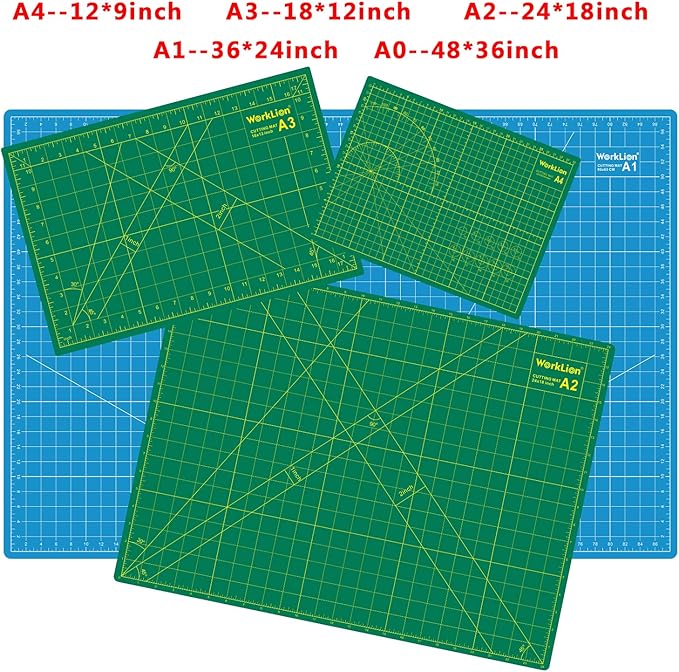 WORKLION 24" x 36" Large Self Healing PVC Cutting Mat, Double Sided, Gridded Rotary Cutting Board for Craft, Fabric, Quilting, Sewing, Scrapbooking - Art Project…