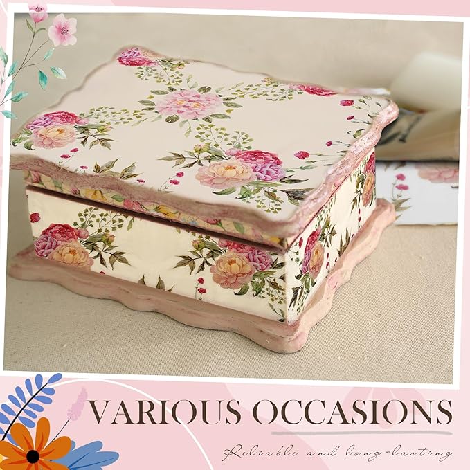 Crtiin 20 Pack Assorted Floral Napkins for Decoupage Toilet Napkins Flower Cocktail Decorative Paper for Birthday Party Beautiful Gorgeous, 20 Styles Each 6.5 inches(Style 5)