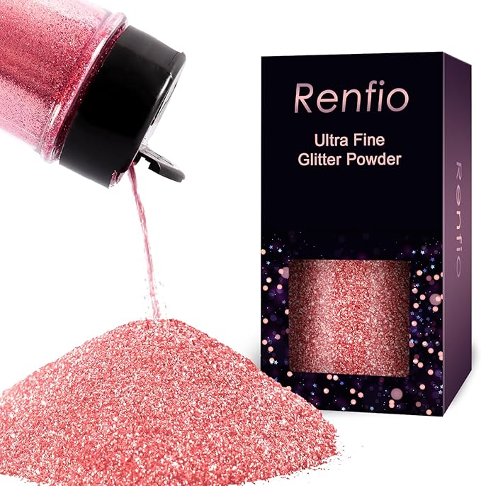 Renfio Ultra Fine Glitter Powder Metallic Resin Glitter 2.11 Oz (60g) PET Flakes Crafts Sequins 1/128" 0.008" 0.2mm Epoxy Chips Flakes for Tumblers Slime Roses Decoration - Carmine