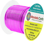 Mandala Crafts 14 Gauge Anodized Aluminum Craft Wire for Jewelry Making - 60 FT Colored Flexible Magenta Wire - Bendable for Bonsai Armature Crafting Sculpting