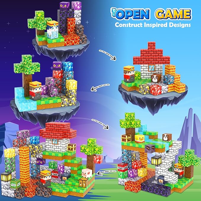 150PCS Magnetic Blocks Building Toys for 3+ Year Old Boys Girls, Kids Sensory Montessori Construction Toys Christmas Birthday Gifts