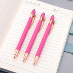 12 PCS 2 in 1 Stylus Ballpoint Pen with Stylus Tip, 1.0 mm Black Ink Metal Pen Stylus Pen for Touch Screens (Rose Gold & Pink)