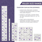 The Quilted Bear Quilting Rulers - Transparent Acrylic Non Slip Quilting, Patchwork & Sewing Ruler with Clear Black Lines & 30, 45 & 60 Degree Angles for Perfect Accuracy & Precision (4" x 14")
