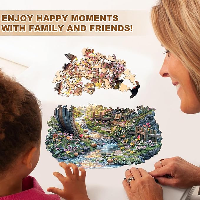 Wooden Puzzles for Adults, Spring Flower Wooden Jigsaw Puzzle for Adults, 465 PCS Unique Shape Wood Puzzles Adult, Birthday Party Gifts for Friends & Family Leisure Time Game Home Decor (XL-17.3*17in)
