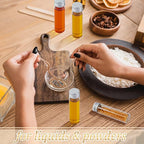100 Pcs Small Clear Vials Spice Mini Jars with Lids Mini Glass Bottles with Screw Aluminum Metal Caps Tiny Jars Sample Containers for Powder Cream Cosmetic Jewelry Wedding (20 ml,Silver Caps)