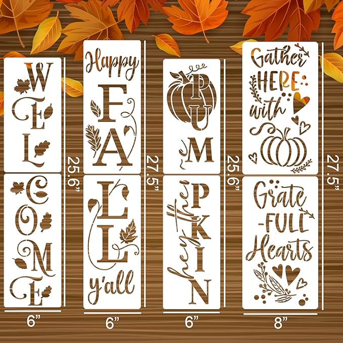 Fall Stencils for Painting on Wood Happy Fall Y’All Stencil Reusable Hey There Pumpkin Stencils for Porch Sign
