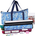 Smartxchoices 166 Tiles Mah Jongg Set American Mahjong, 4 All-in-One Mahjong Racks with Pushers, Mahjongg Game with Soft Velour Blue Bag, Western Mah Jongg Tiles