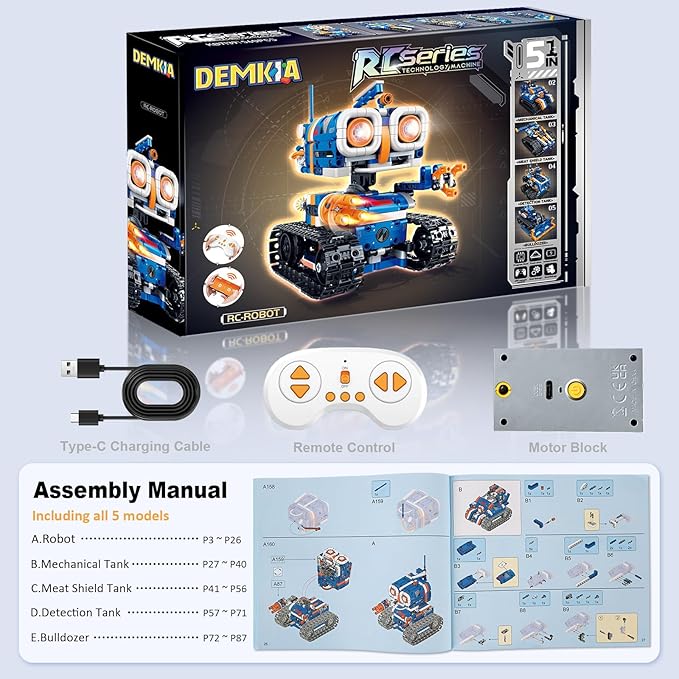 5in1 STEM Robot Building Kit, 560 PCS APP/Remote Control Mech RC Robotics for Kids Ages 8-12, Science Kit Coding Robots Toy Set, Birthday Gifts for Boys Age 8-14+