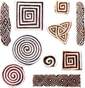 Royal Kraft Wooden Stamps for Block Printing on Saree Border, Textile, Clay, Pottery, Tattoo (Set of 10) MXtag0011