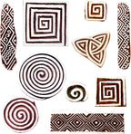 Royal Kraft Wooden Stamps for Block Printing on Saree Border, Textile, Clay, Pottery, Tattoo (Set of 10) MXtag0011