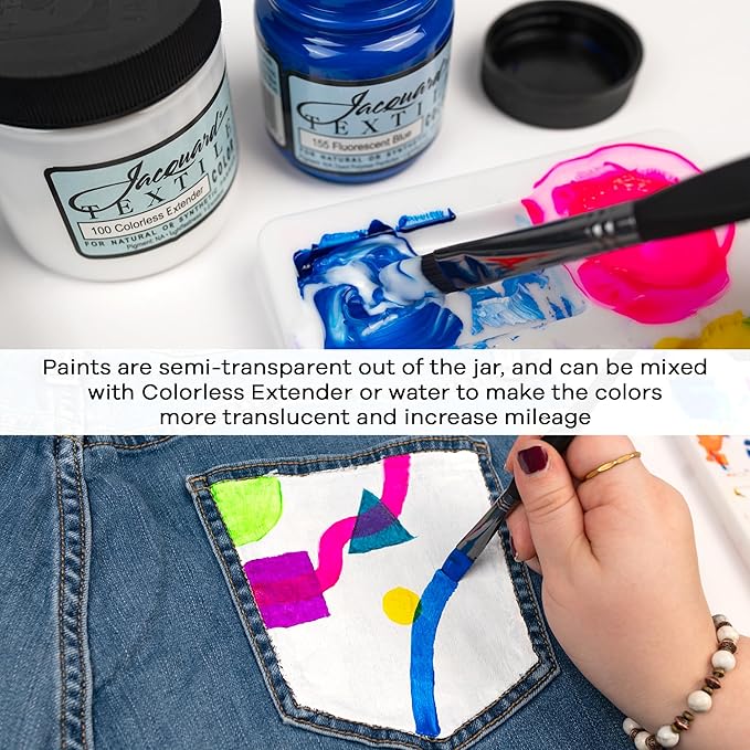 Jacquard Textile Paint 8 Oz Navy Blue for Clothes, Furniture Upholstery, Shoes or Tote Bags – Indoor & Outdoor