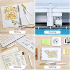 REALIKE Acrylic Paint Markers for Cricut Maker 3/Maker/Explore 3/Air 2/Air, Gold Silver White Acrylic Paint Pens for Rocks, Paper, Wood, Canvas, Glass, Ceramic, Fabric (1.0 & 2.0 Tip)