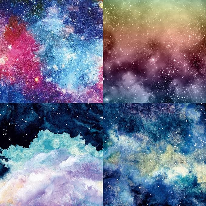 YASMEN Scrapbook Paper Pad, 24 Sheets Celestial Themed Mixture Colored Paper, 6"×6” Space Galaxy Cardstock Pads for Card Making,Designer Junk Journal, Planners, Background Borders Greeting Cards