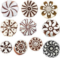 Royal Kraft Round Wooden Printing Stamps (Set of 10) - DIY Henna Fabric Textile Paper Clay Pottery Blocks Htag2165