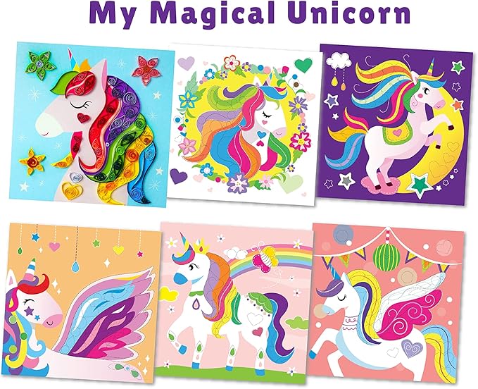 C.S. Kids DIY Paper Quilling Arts & Crafts Gifts – My Magical Unicorn| 3D Paper Quilling Design Kits for Kids, Make Your Own Paper Art (Paper Strips & Tools Included)