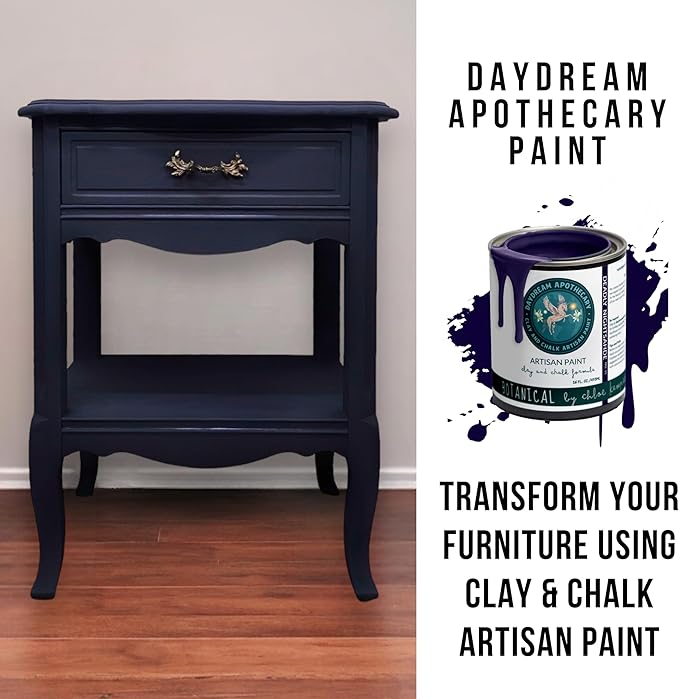 Daydream Apothecary Premium Chalk Style Paint for Furniture, Home Décor, Wood, DIY Interior Projects, Quick Dry, No Prep or Prime Needed, Matte Dark Blue - 16oz