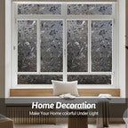 NINETREX Window Privacy Film,Decorative Window Film Frosted,Stained Glass Window Cling,Heat Blocker Non-Adhesive for Home,Grayish Black 17.5 x 78.7inch