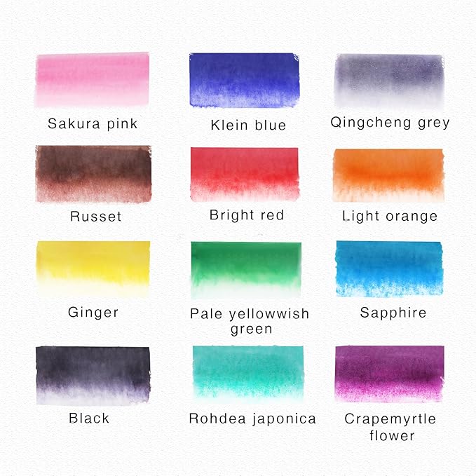 12 Colors Blendable Watercolor Pens 2025 Upgrade Water Based Paint Set Double Tip Watercolor Markers with 1 Water Brush Pen Coloring Pens Drawing Markers with Brush Tip for Artists&Beginners