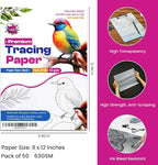 Tracing Paper 9 x 12 Inch - 50 Sheets 41lb/63gsm Transparent Vellum Paper for Sketching, Preliminary Drawing, Drafting & Overlays - Premium Translucent Tracing Paper for Pencil, Marker and Ink