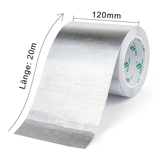 BOMEI PACK Adhesive Aluminum Foil Heat Shield Tape Barrier, Fiberglass Thermal Insulation Reflective Material High Temp Protection (5in*66ft)