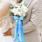 1 Inch Blue Satin Ribbons for Crafts, 6 Rolls Single-Faced Blue Assorted Ribbons for Gift Wrapping Flower Bouquet Wedding Invitations Bridal Shower Hair Bows Garland Party Decor