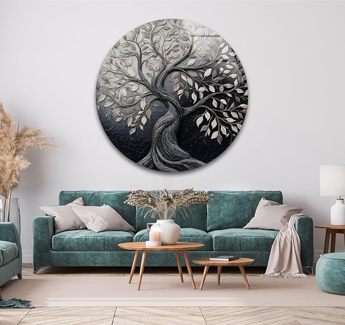 My Photostation.com 27.5''(70cm) Diameter Twilight Tree of Life Round Glass Wall Art Tempered Glass Printing Wall Decor Large Wall Art Wall Hangings