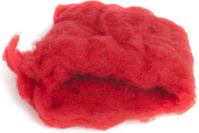 Desert Breeze Distributing Maori Wool Carded Batting, 100% Natural New Zealand Wool Made by DHG in Italy for Needle Felting, 3.5 OZ, 27 Micron, Color Red
