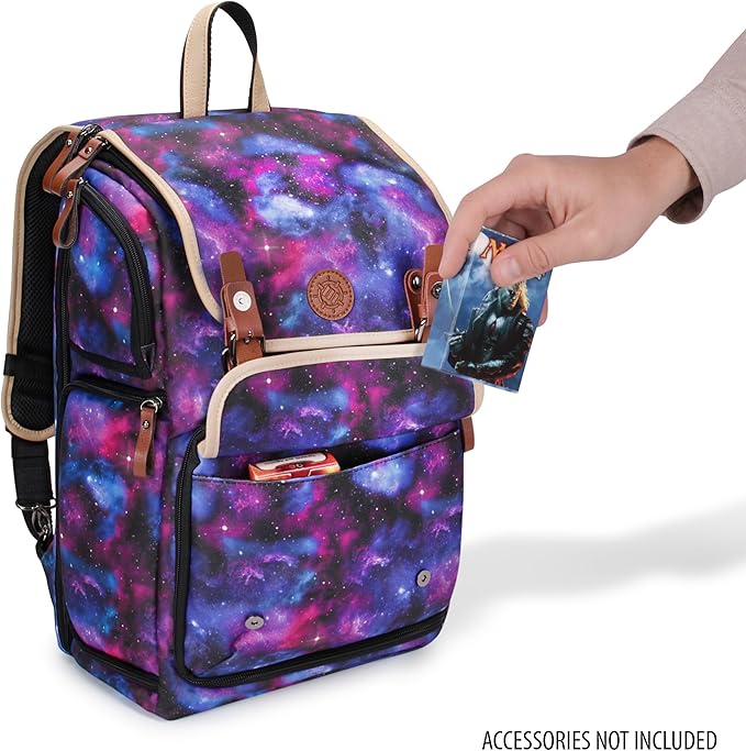 ENHANCE Designer Edition TCG Backpack - MTG Deck Bag Card Binder Space, TCG Deck Box Storage, MTG Playmat Holder - Card Storage Compatible with Magic the Gathering, Pokemon, Lorcana (Canvas Galaxy)