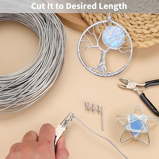 196 Feet Aluminum Wire for Sculpting, 12 Gauge Metal Bendable Wires 2 mm Thickness, Flexible Craft Aluminum Wire for Jewelry Making Beading Floral Soft DIY (Silver)