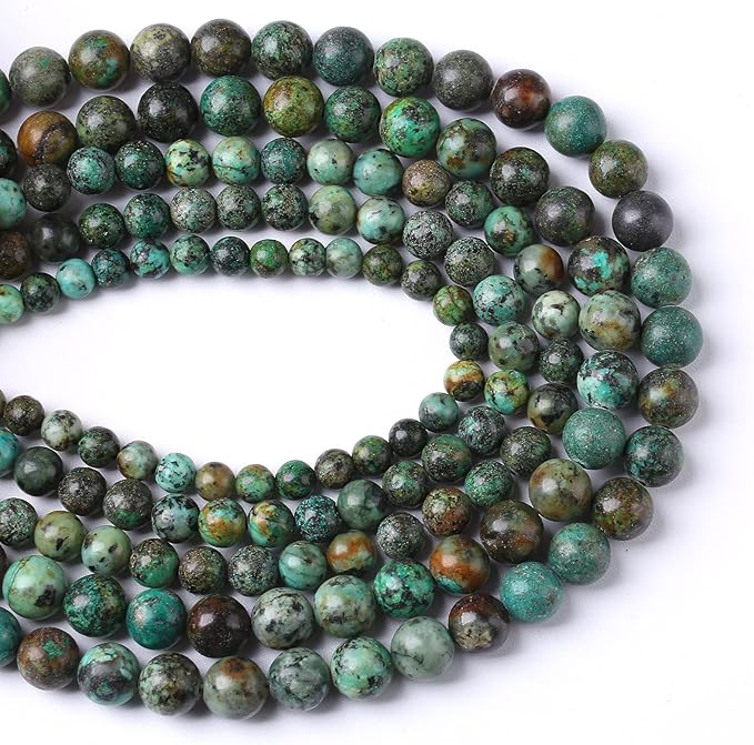 10mm 38pcs Natural African Turquoise Stone Beads for Jewelry Making Round Loose Gemstone Beads DIY Bracelet Necklace Earrings